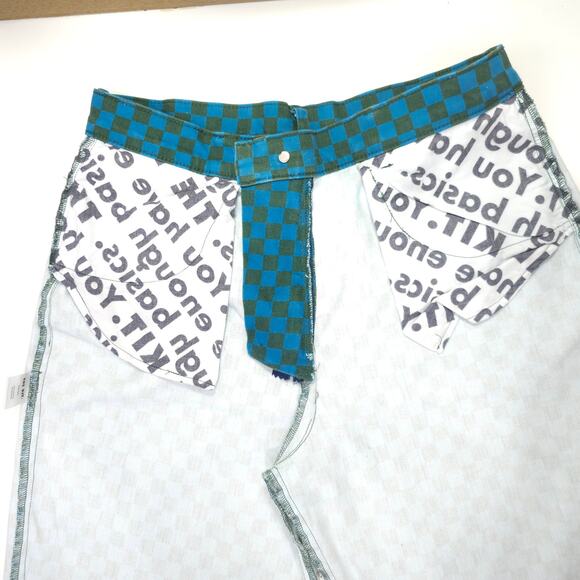 THE KIT Alexa Jean Cropped Checkered Pants Blue & Green Sz 4 Project Runway - Picture 7 of 12